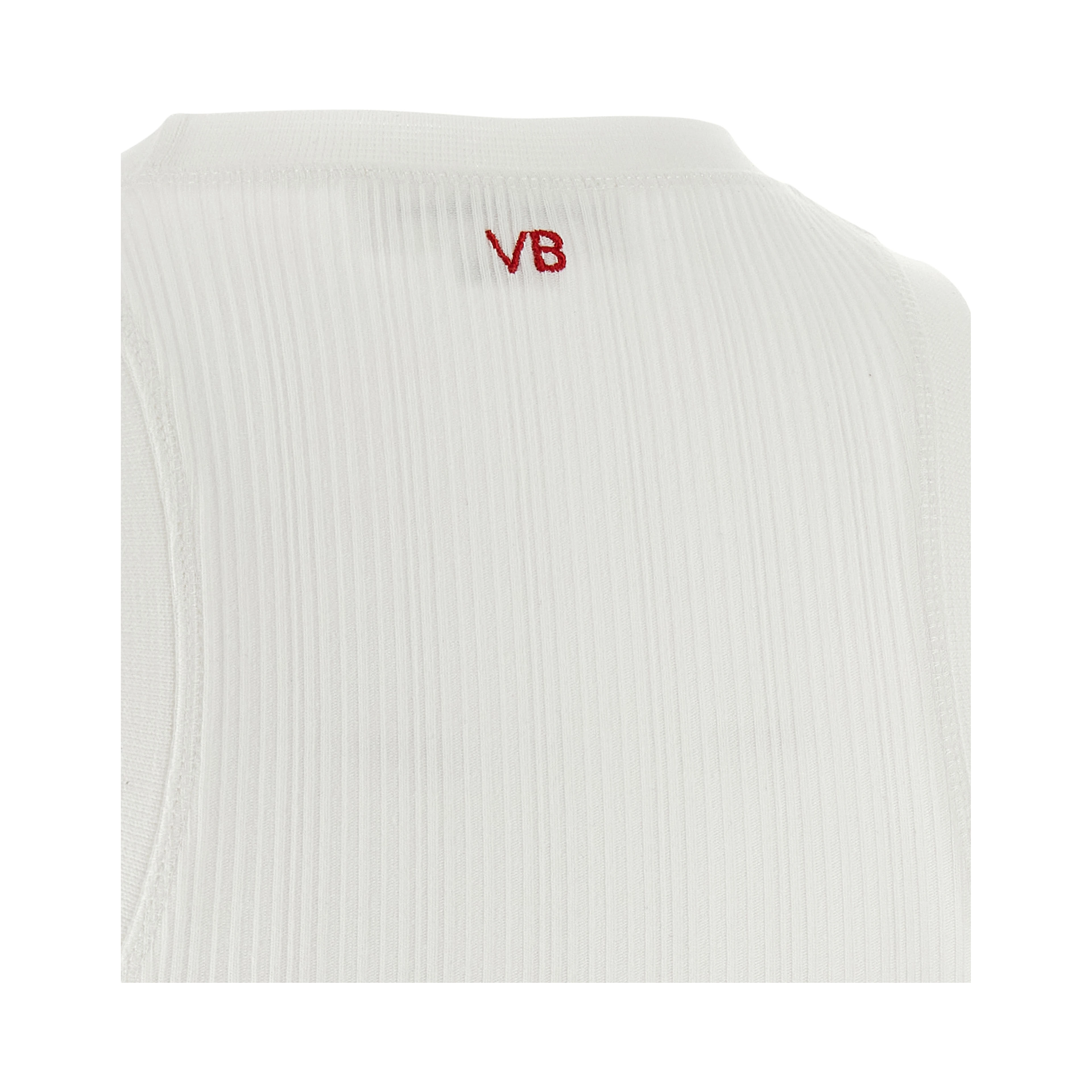 White Cotton Sleeveles T-Shirt