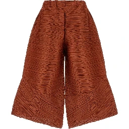 Brown Polyester Casual Pants