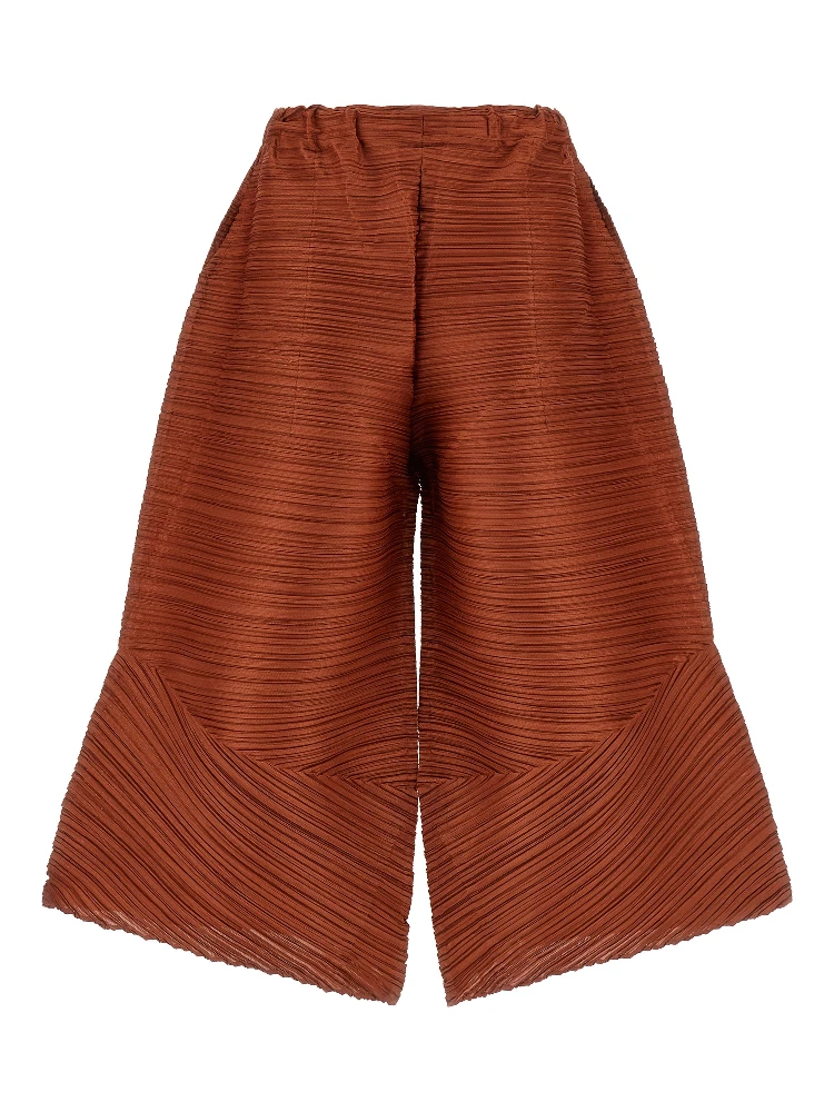 Brown Polyester Casual Pants