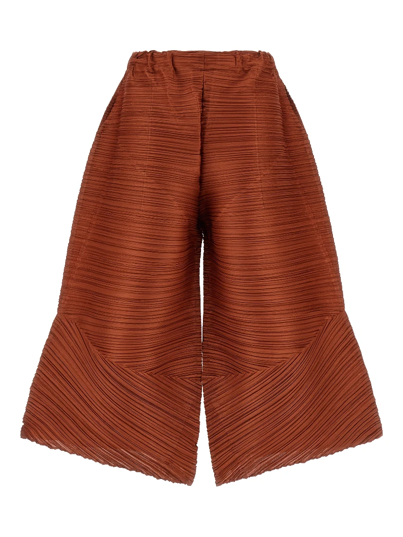 Brown Polyester Casual Pants
