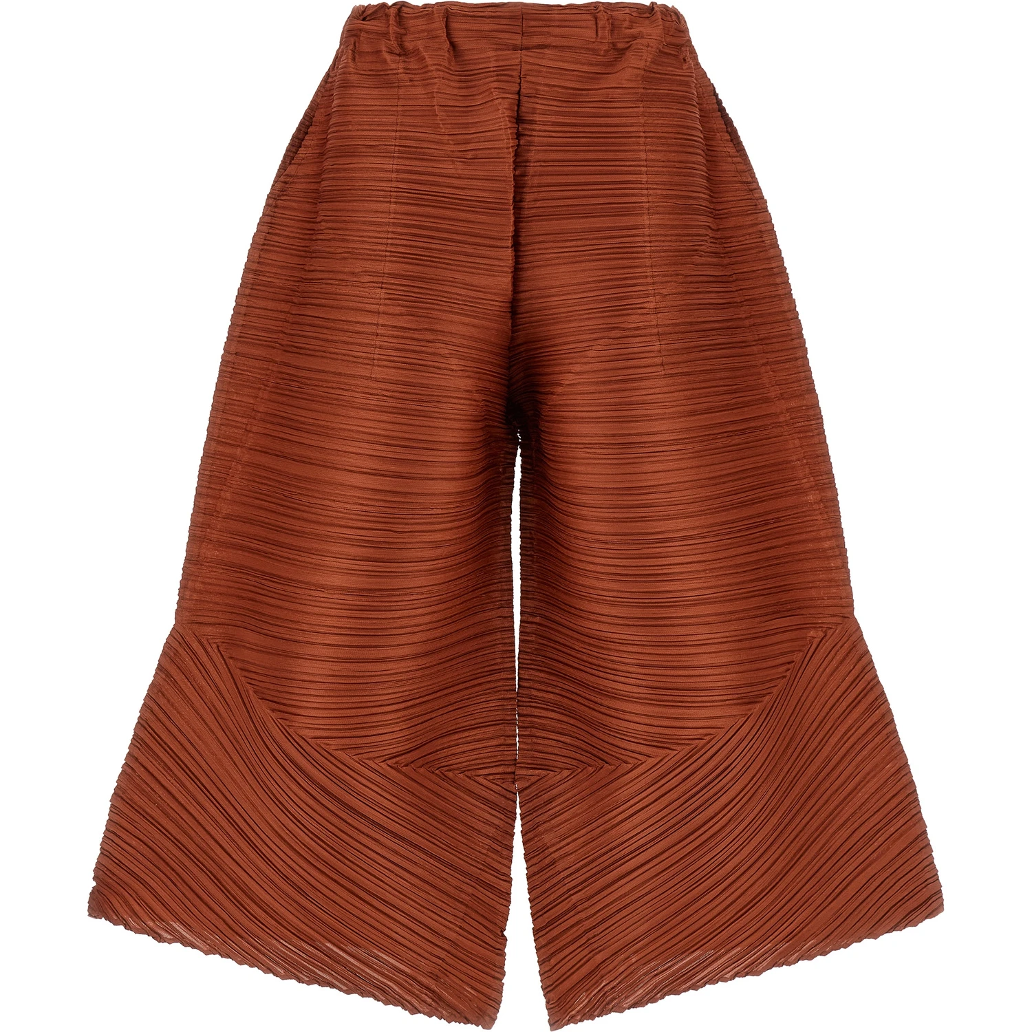 Brown Polyester Casual Pants