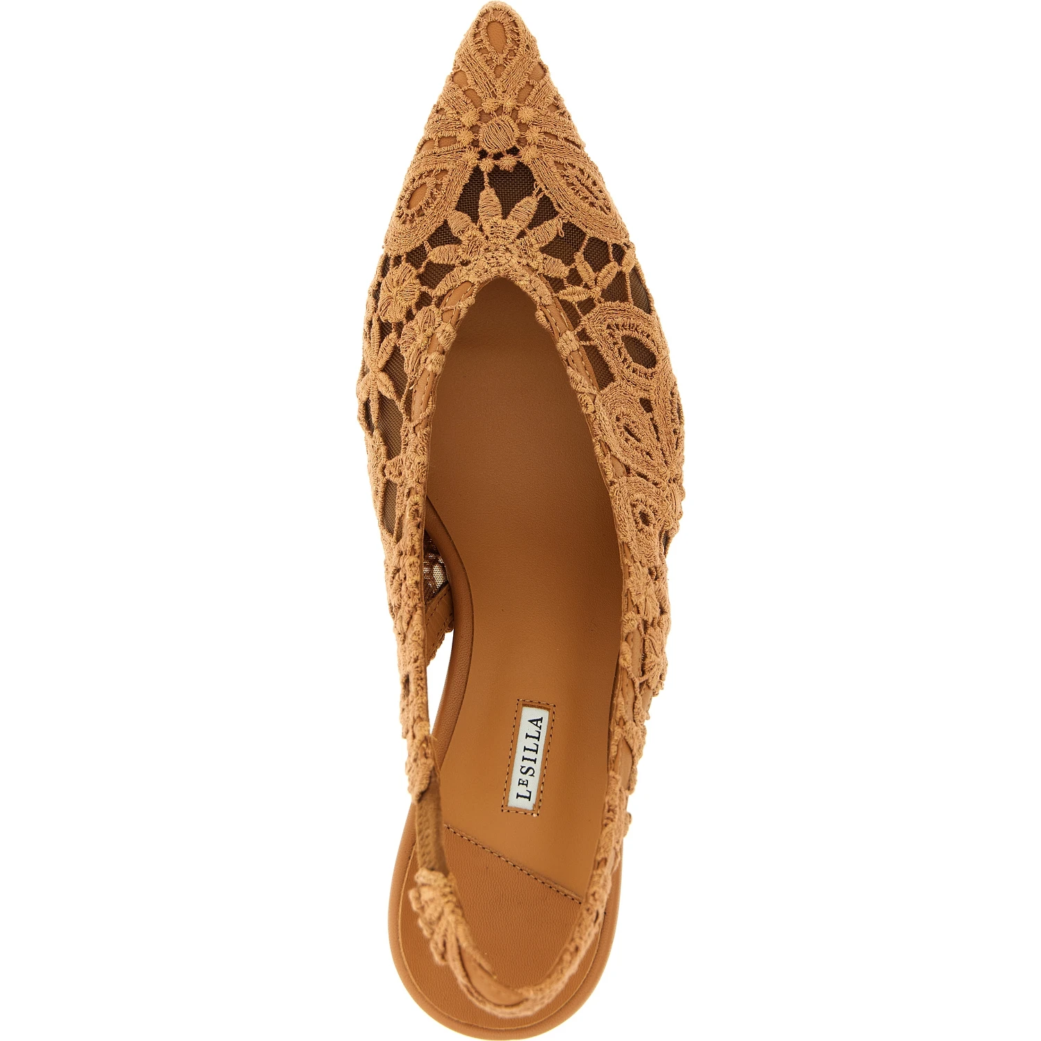Brown Cotton Mid Heel Pumps