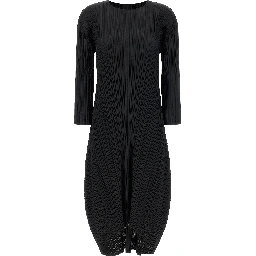 Black Polyester Midi Dress
