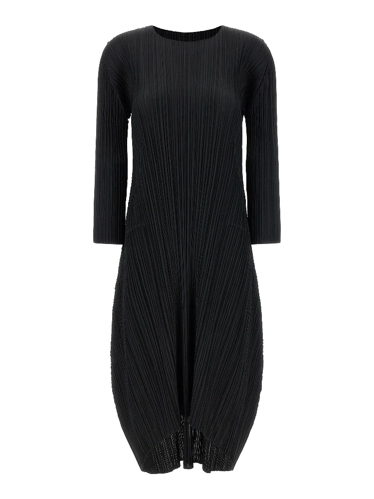 Black Polyester Midi Dress