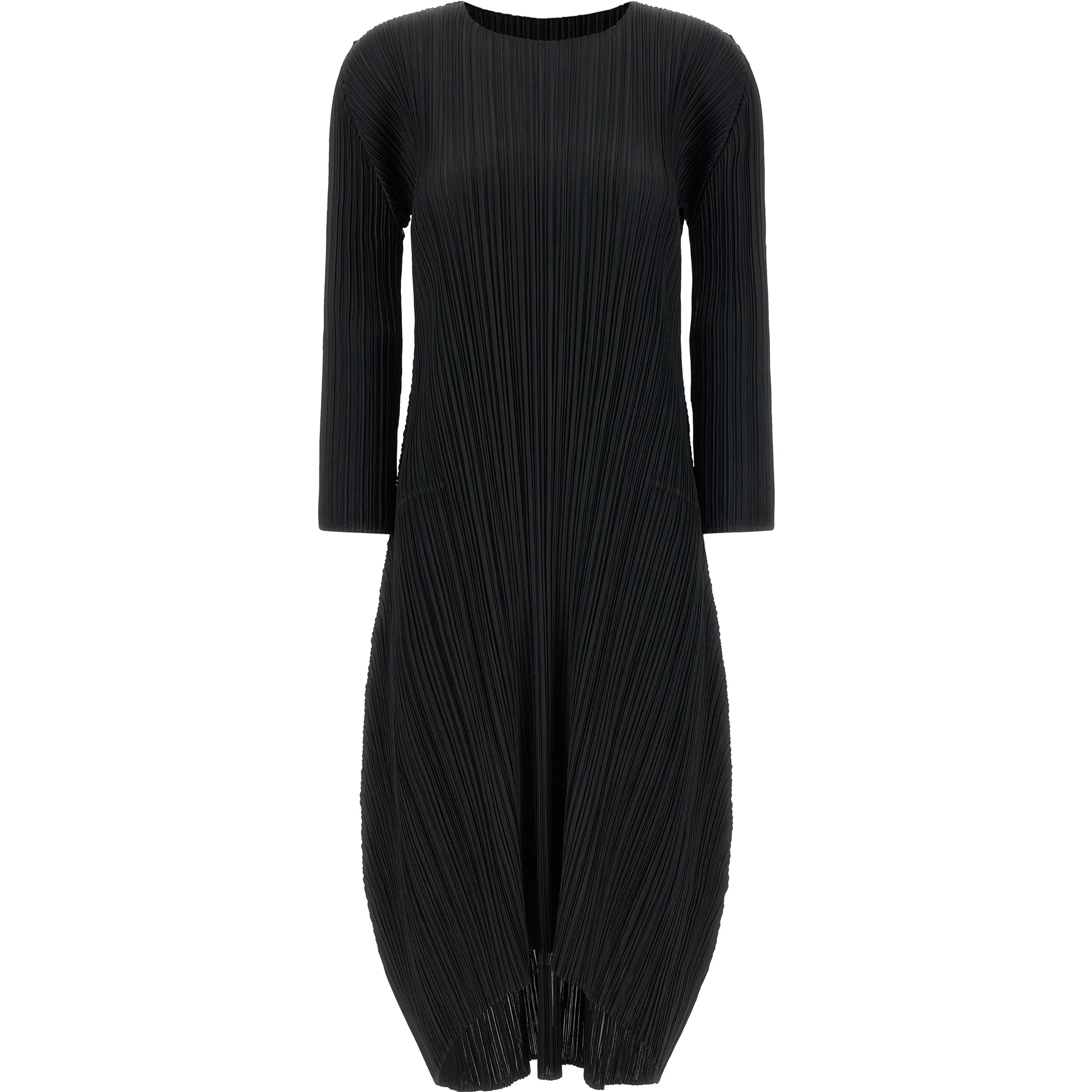 Black Polyester Midi Dress