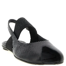 Black Lamb Leather Flat Sandals
