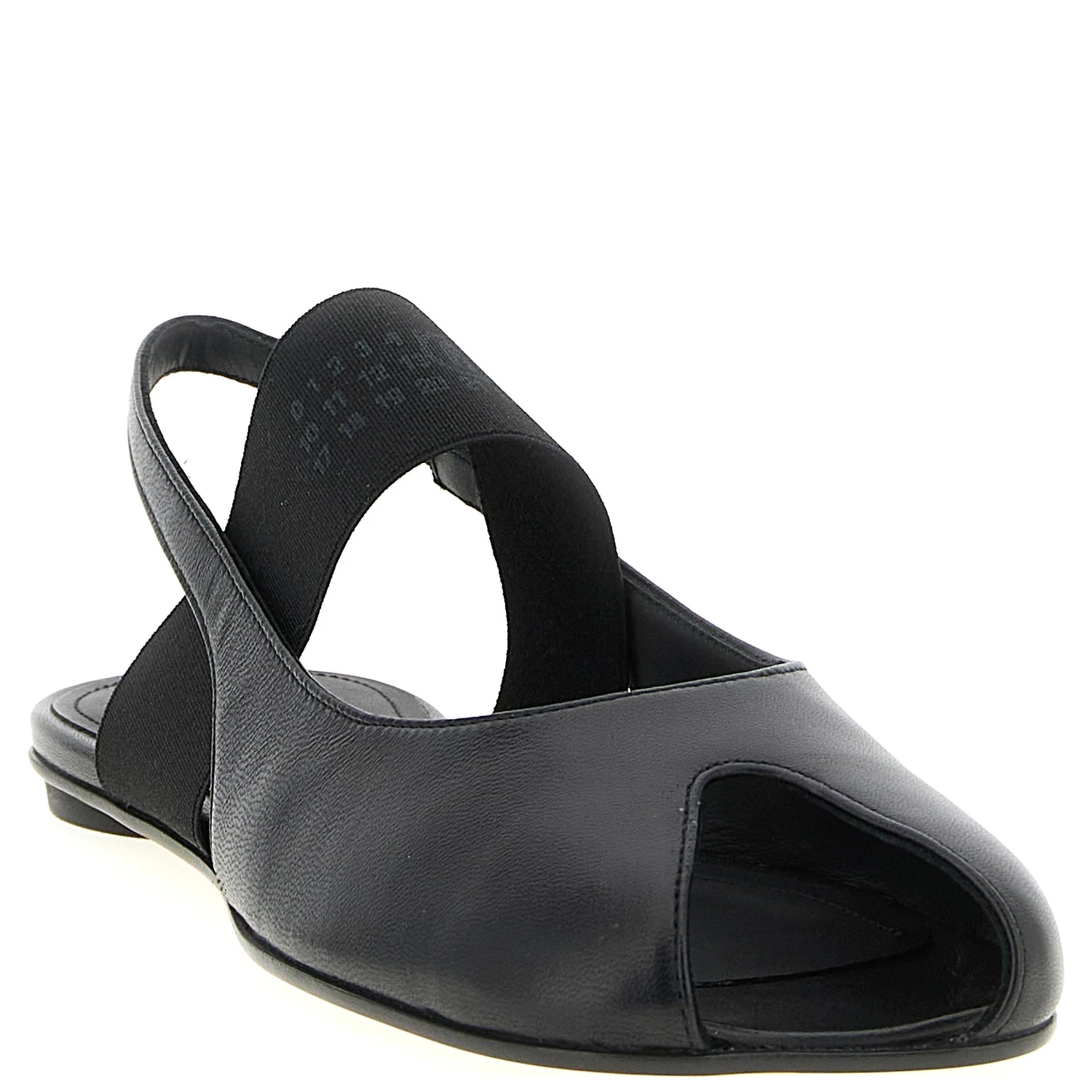 Black Lamb Leather Flat Sandals