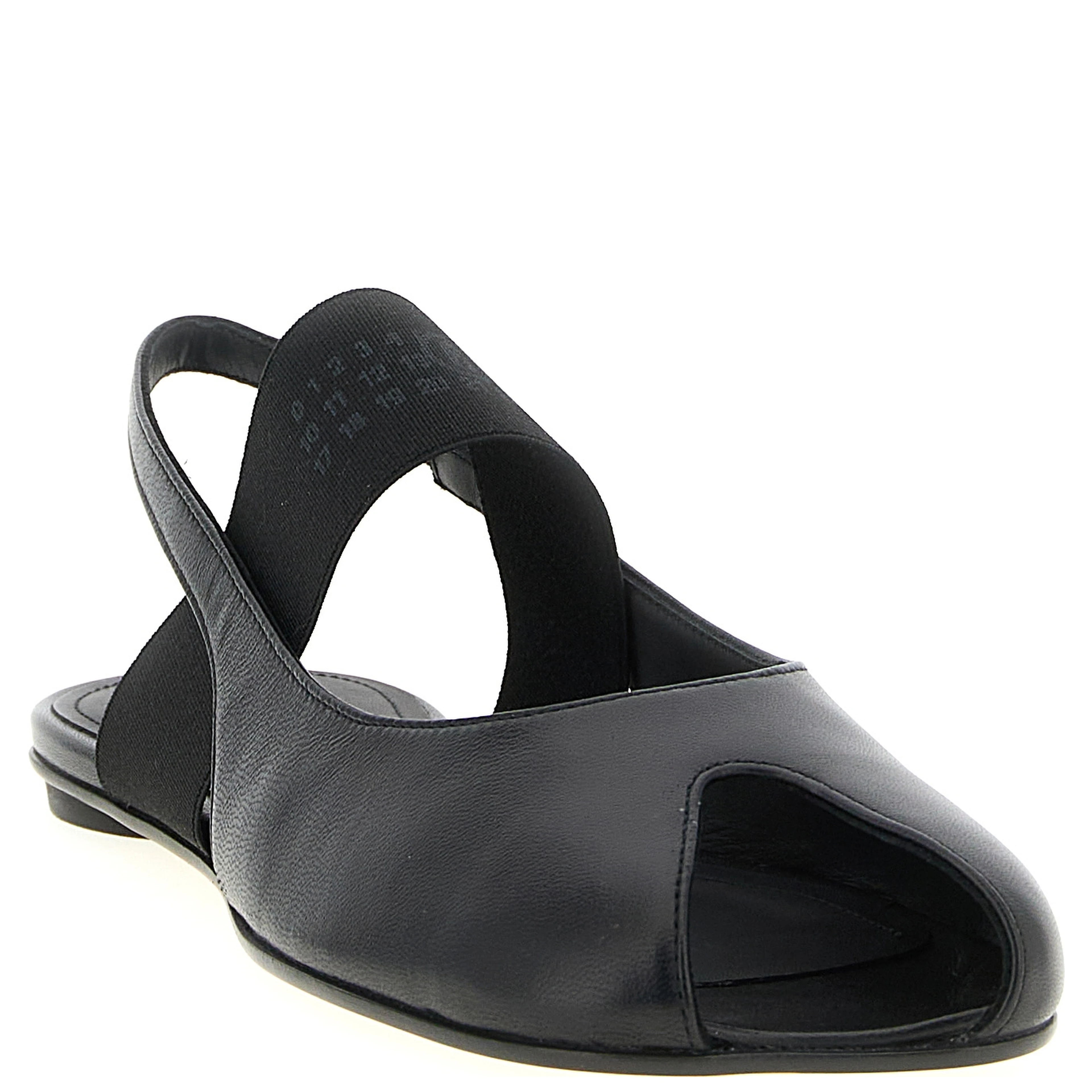 Black Lamb Leather Flat Sandals