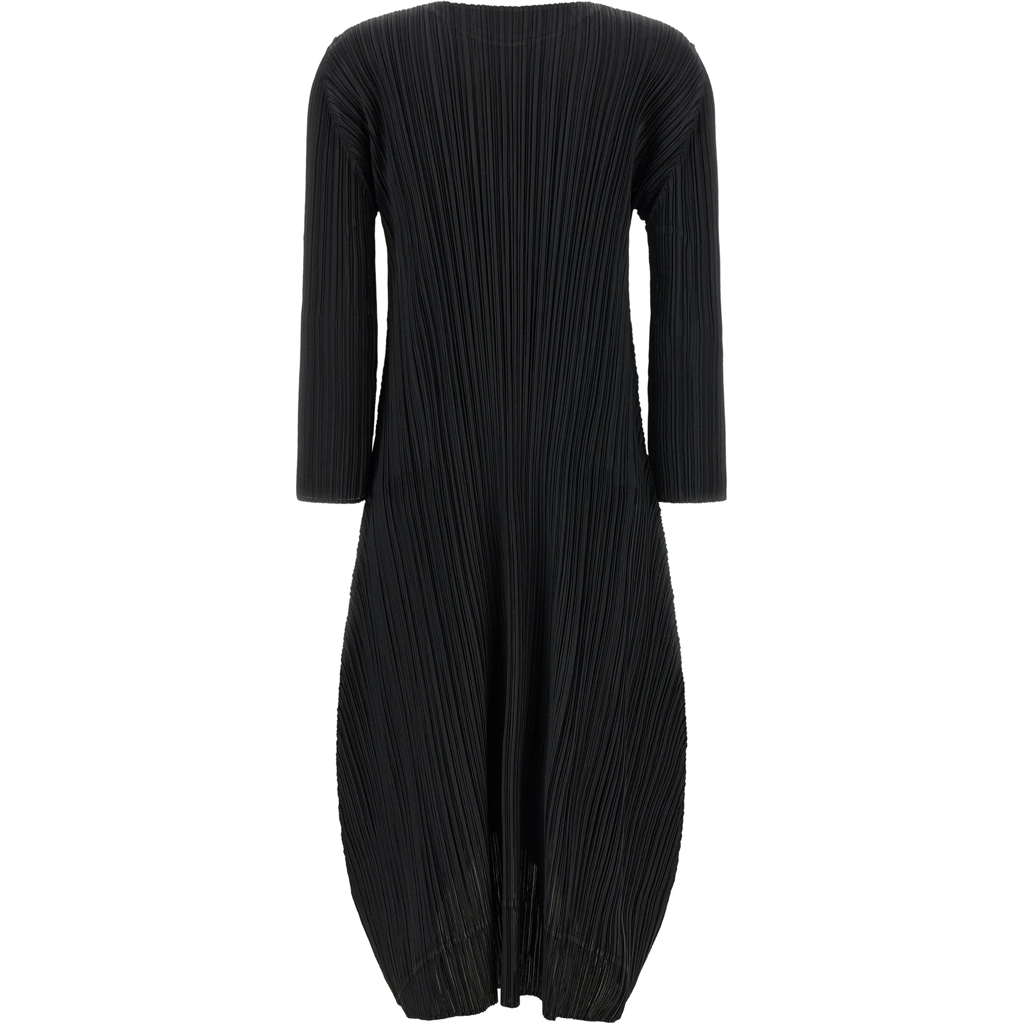Black Polyester Midi Dress