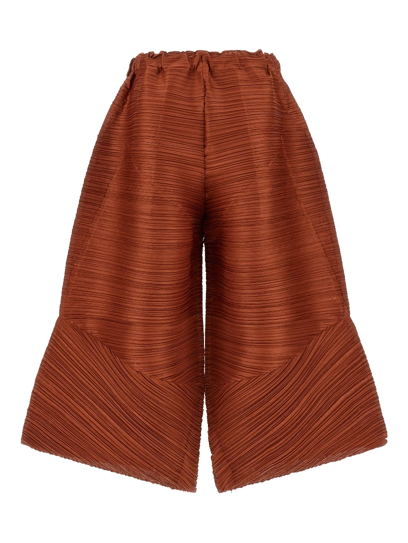 Brown Polyester Casual Pants