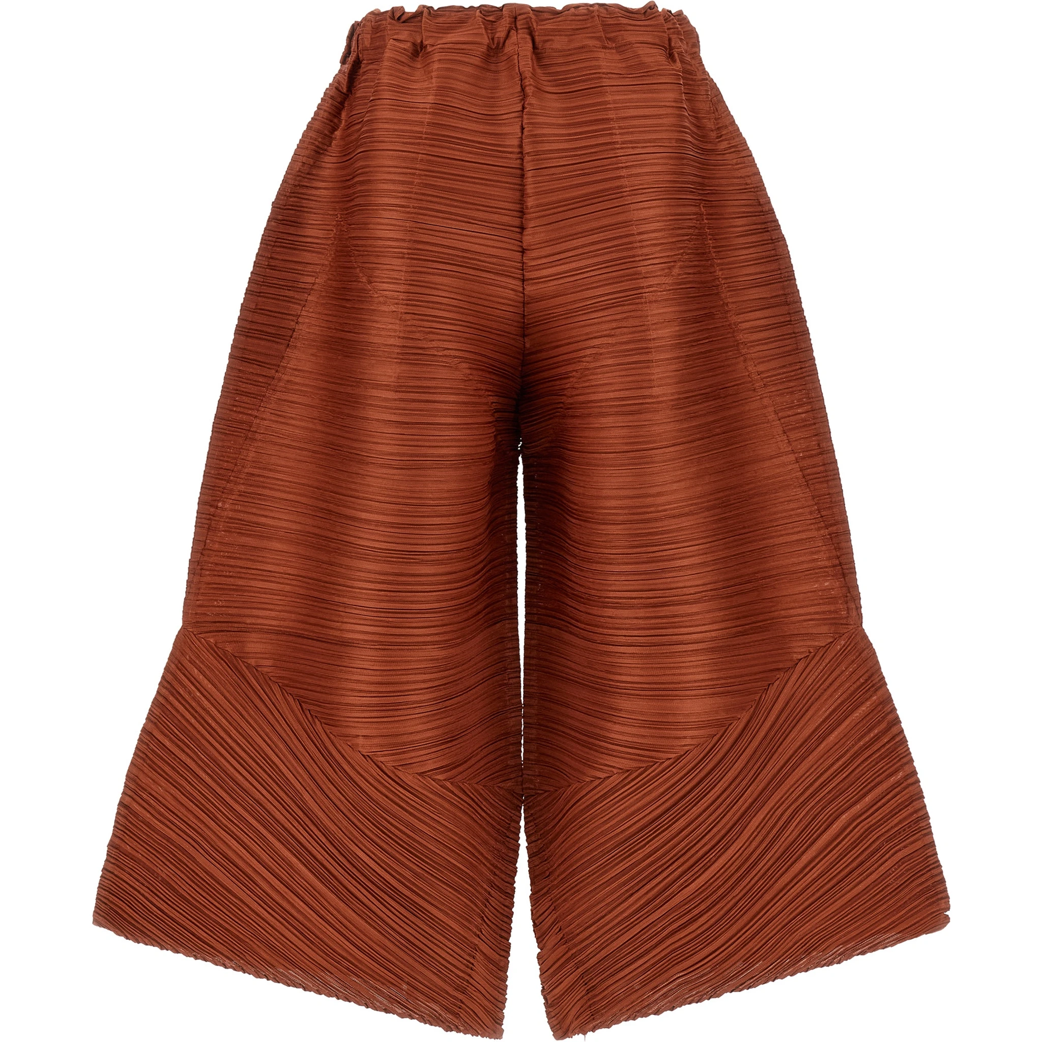 Brown Polyester Casual Pants