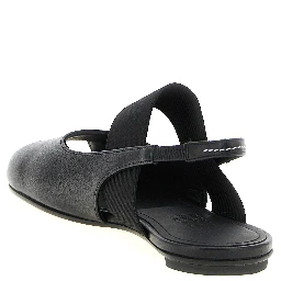 Black Lamb Leather Flat Sandals