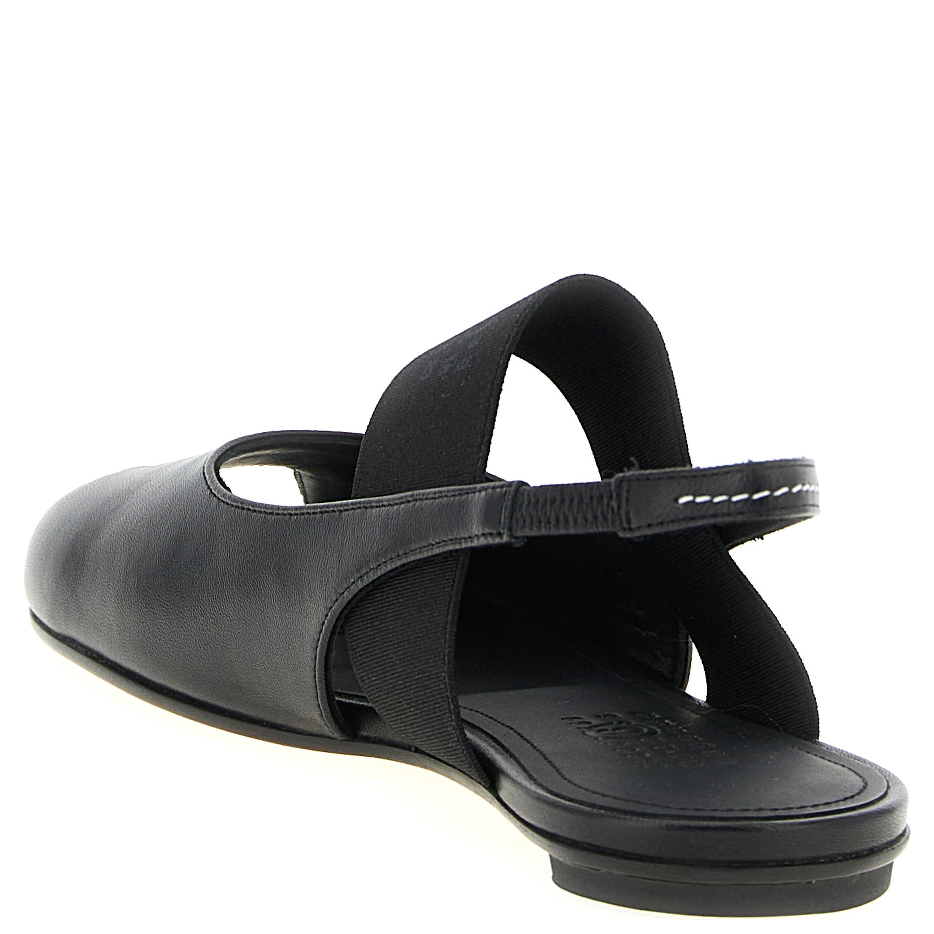 Black Lamb Leather Flat Sandals