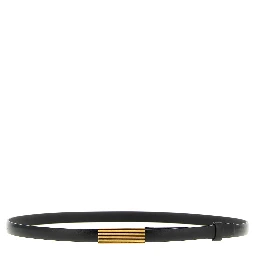 Black Calfskin Thin Belt