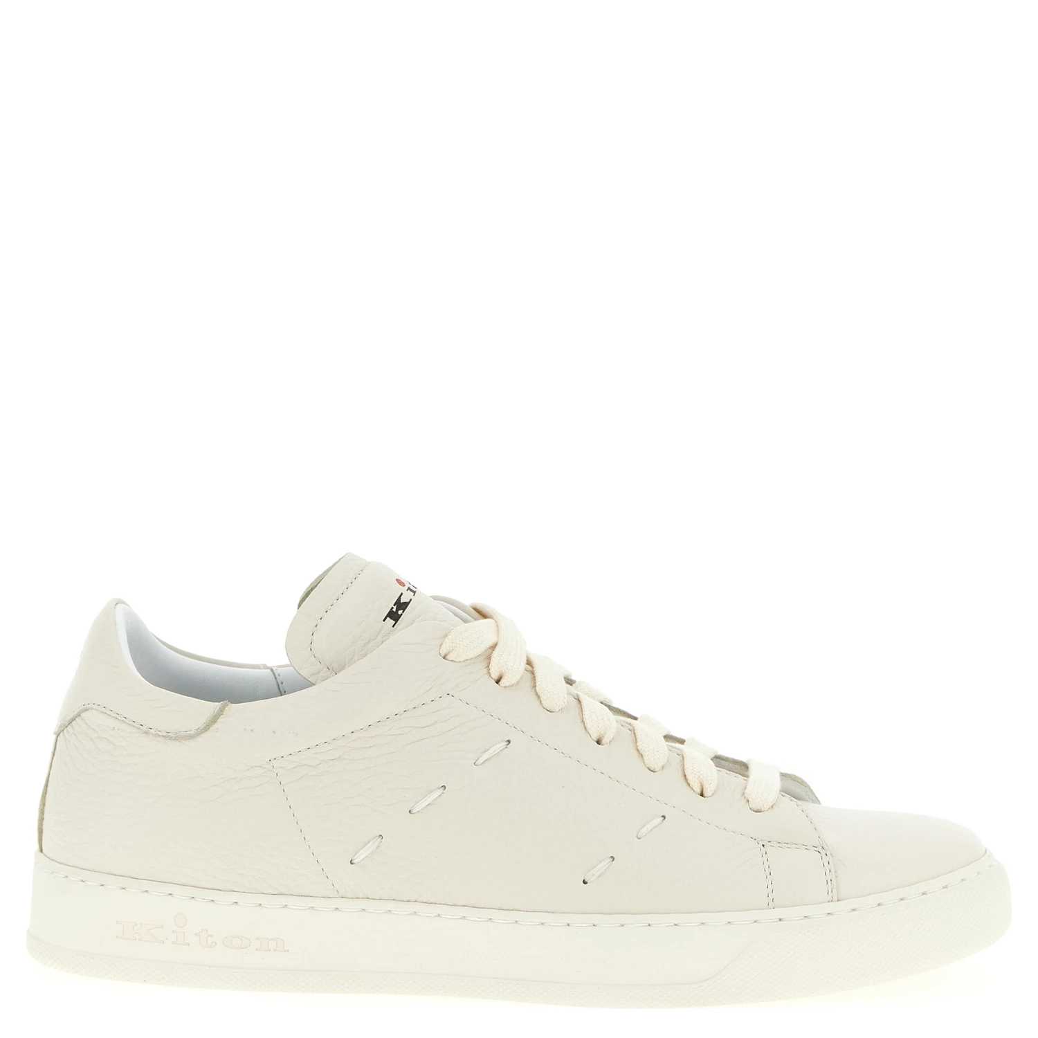 White Nubuc Leather Low Top Sneakers