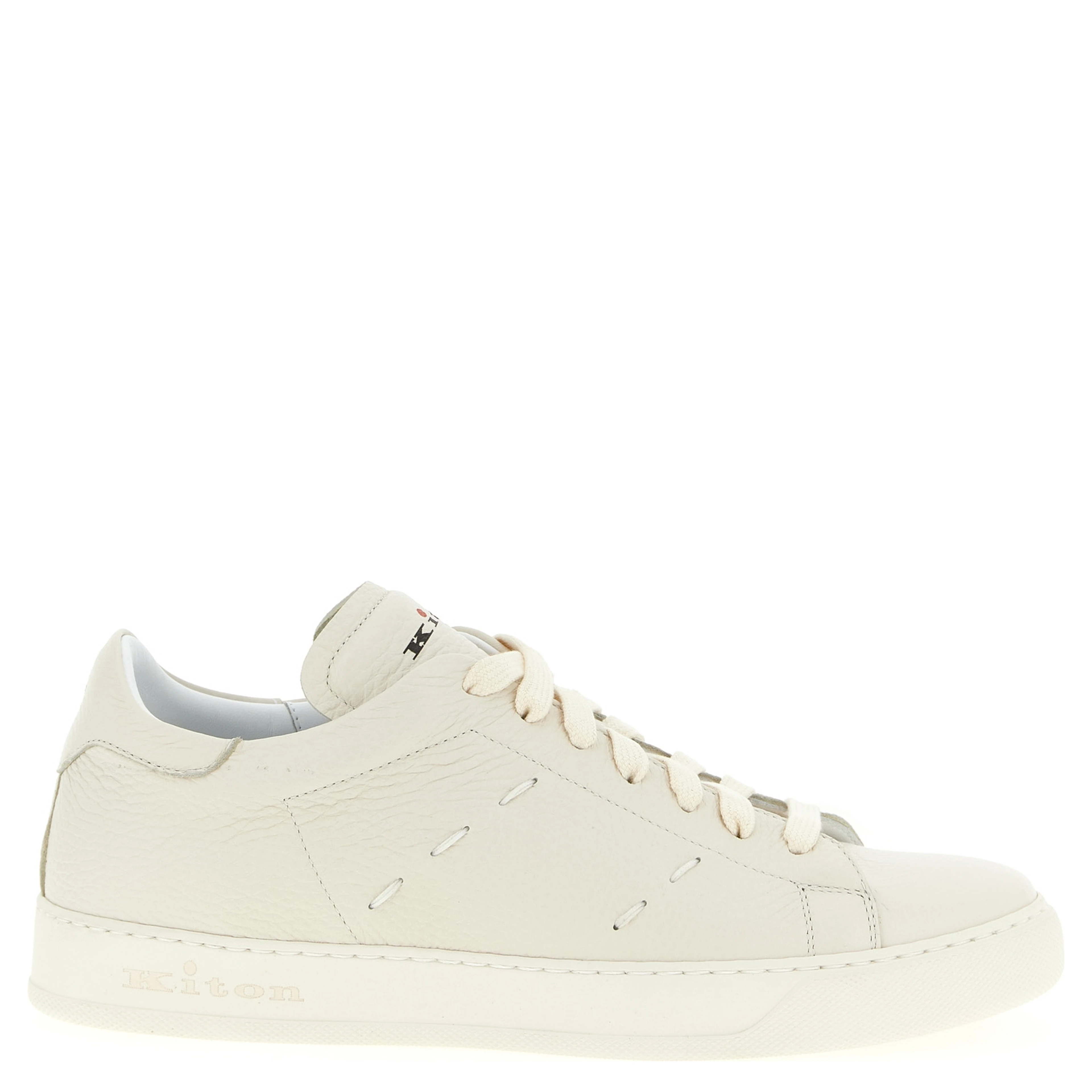 White Nubuc Leather Low Top Sneakers