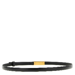 Black Calfskin Thin Belt