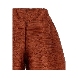Brown Polyester Casual Pants