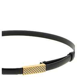 Black Calfskin Thin Belt
