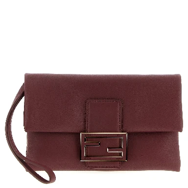 Bordeaux Lamb Leather Clutch Bag