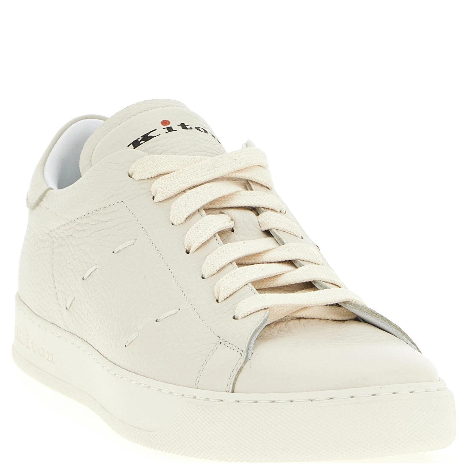 White Nubuc Leather Low Top Sneakers