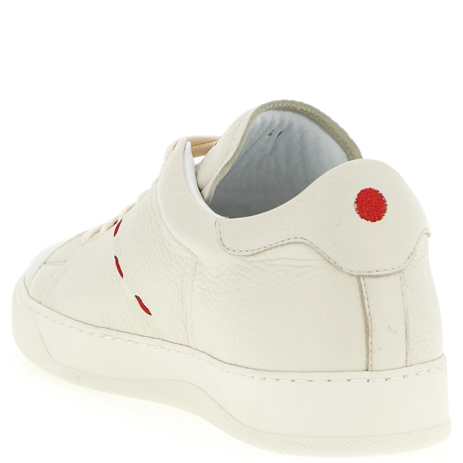 White Nubuc Leather Low Top Sneakers