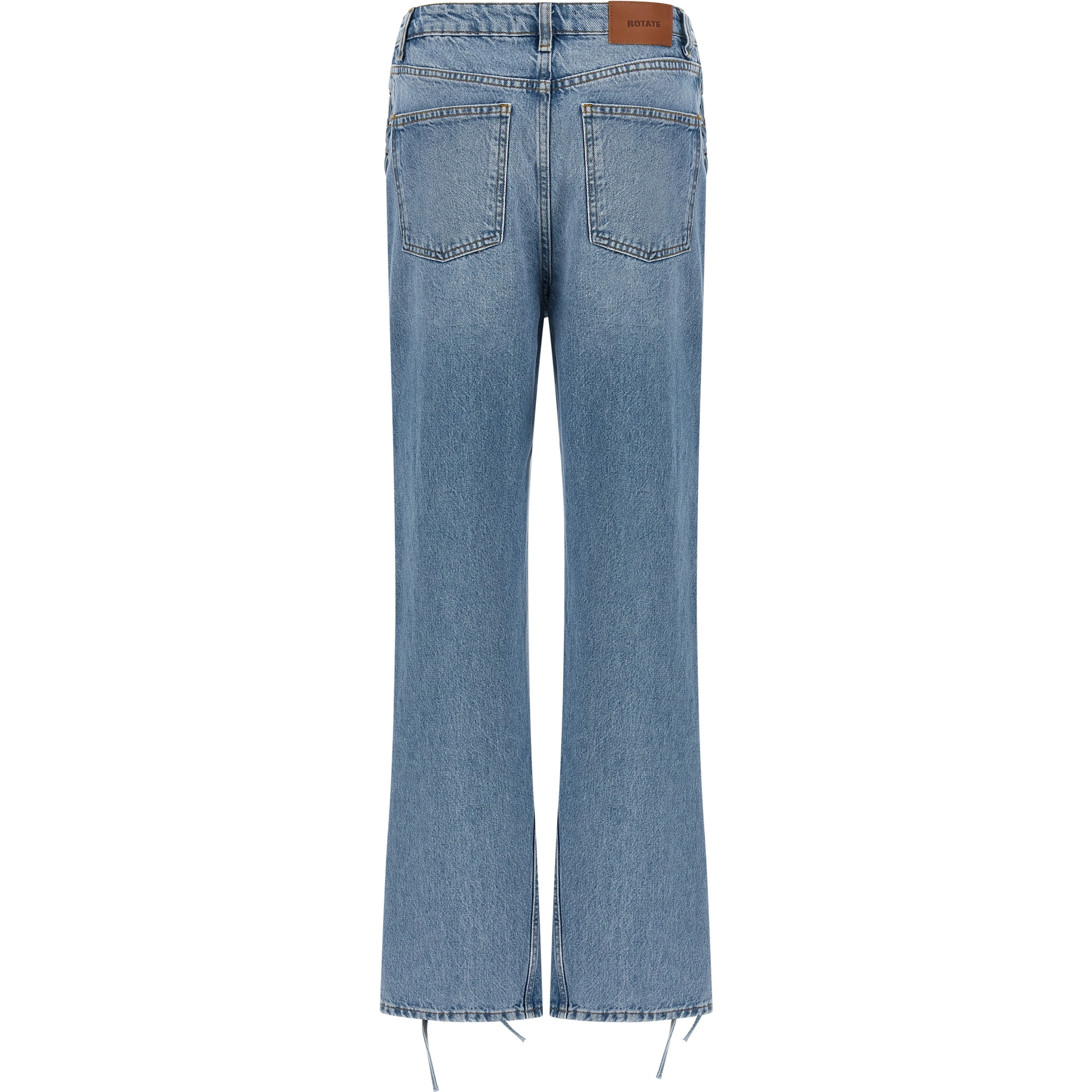 Blue Cotton Straight-Leg Jeans