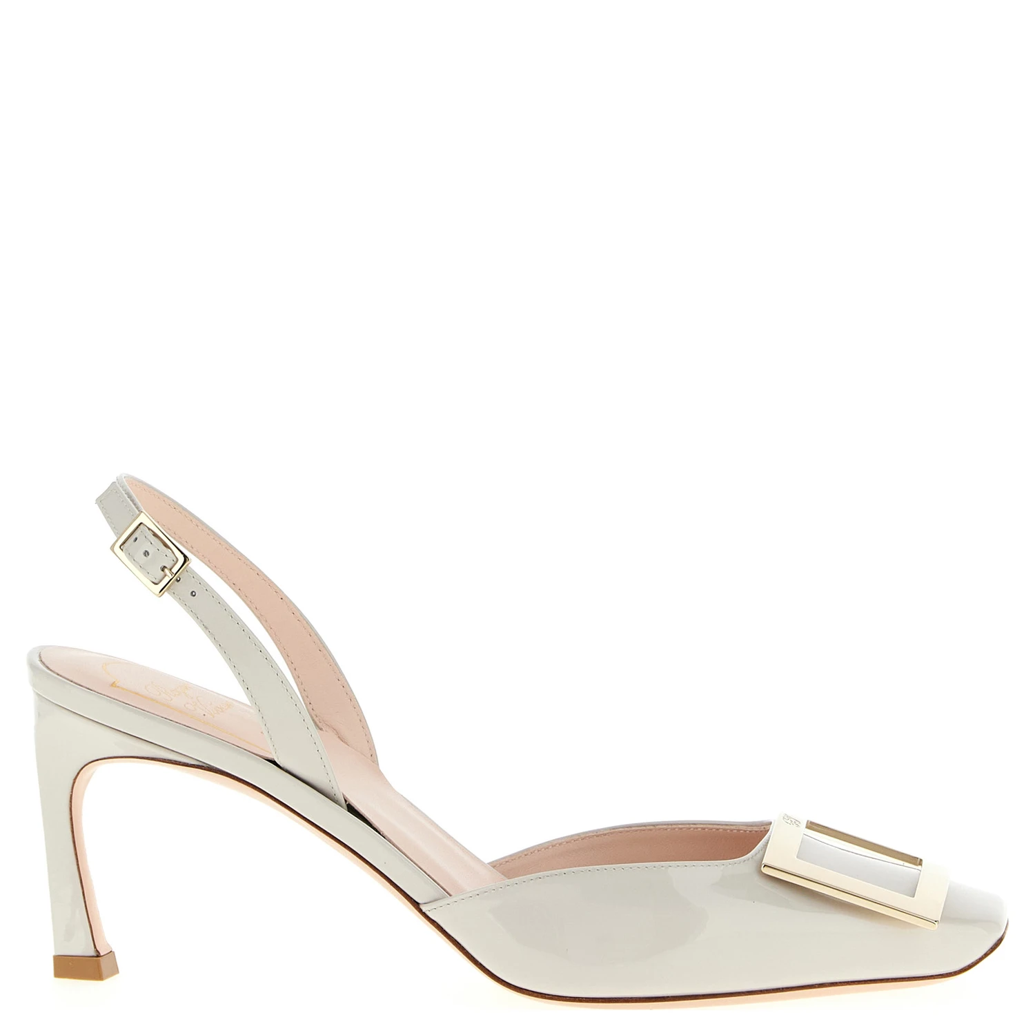 White Calfskin Mid Heel Pumps