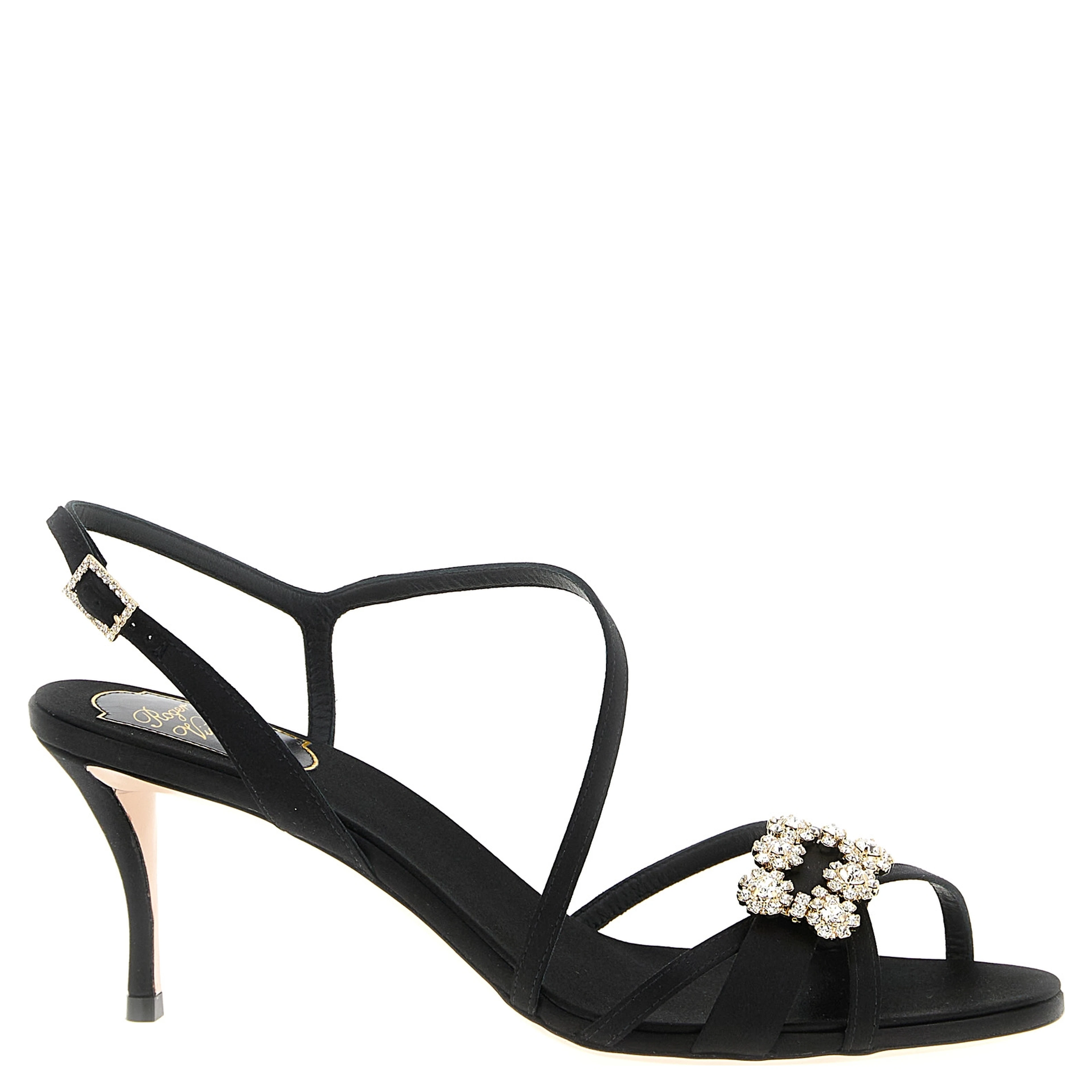 Black Viscose Stiletto Heel Sandals