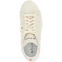 White Nubuc Leather Low Top Sneakers
