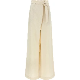 White Viscose Casual Pants