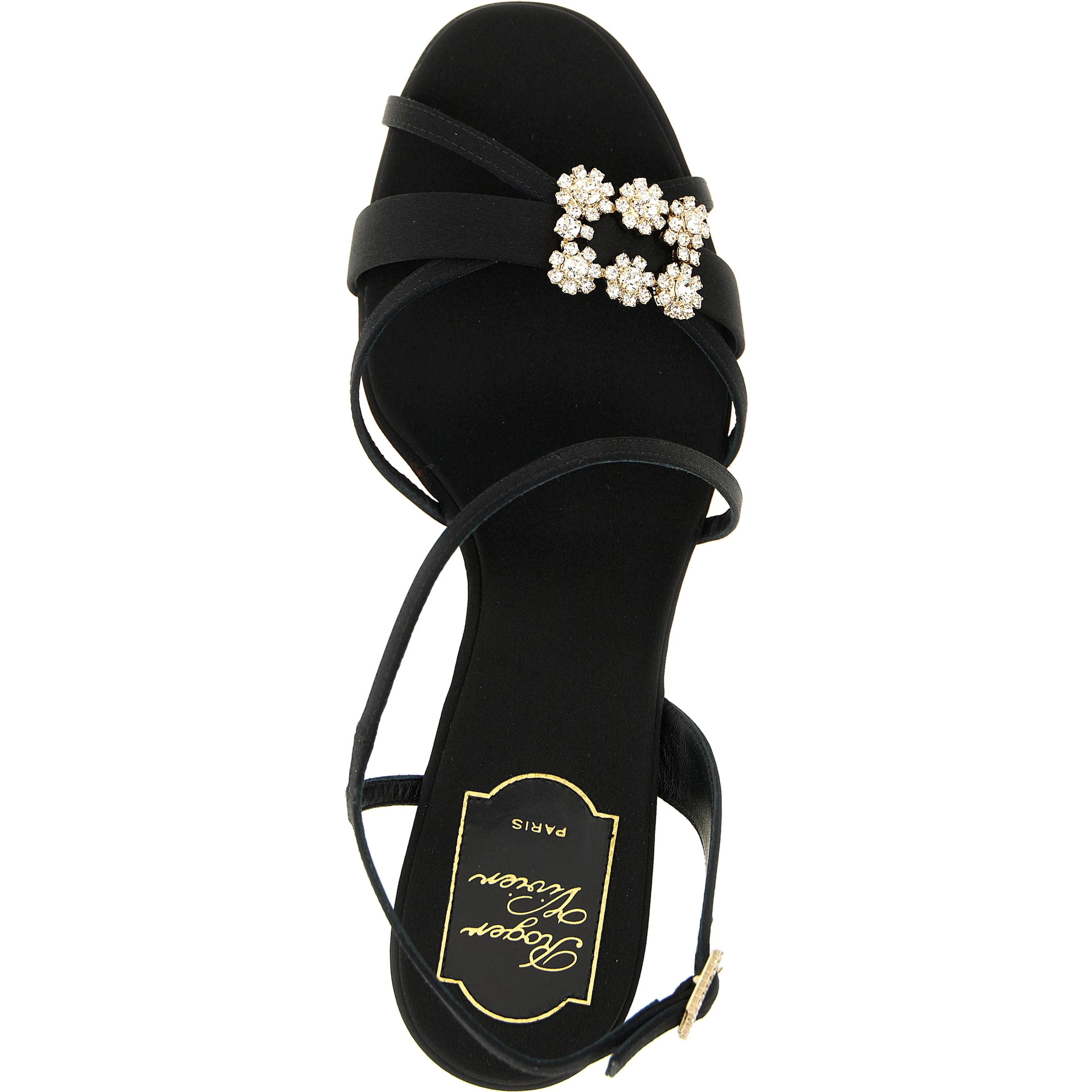 Black Viscose Stiletto Heel Sandals