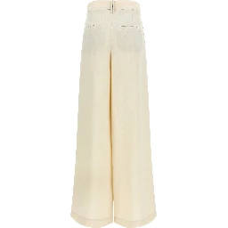 White Viscose Casual Pants