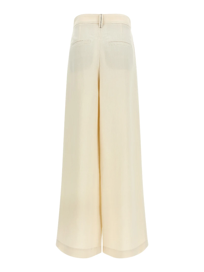 White Viscose Casual Pants