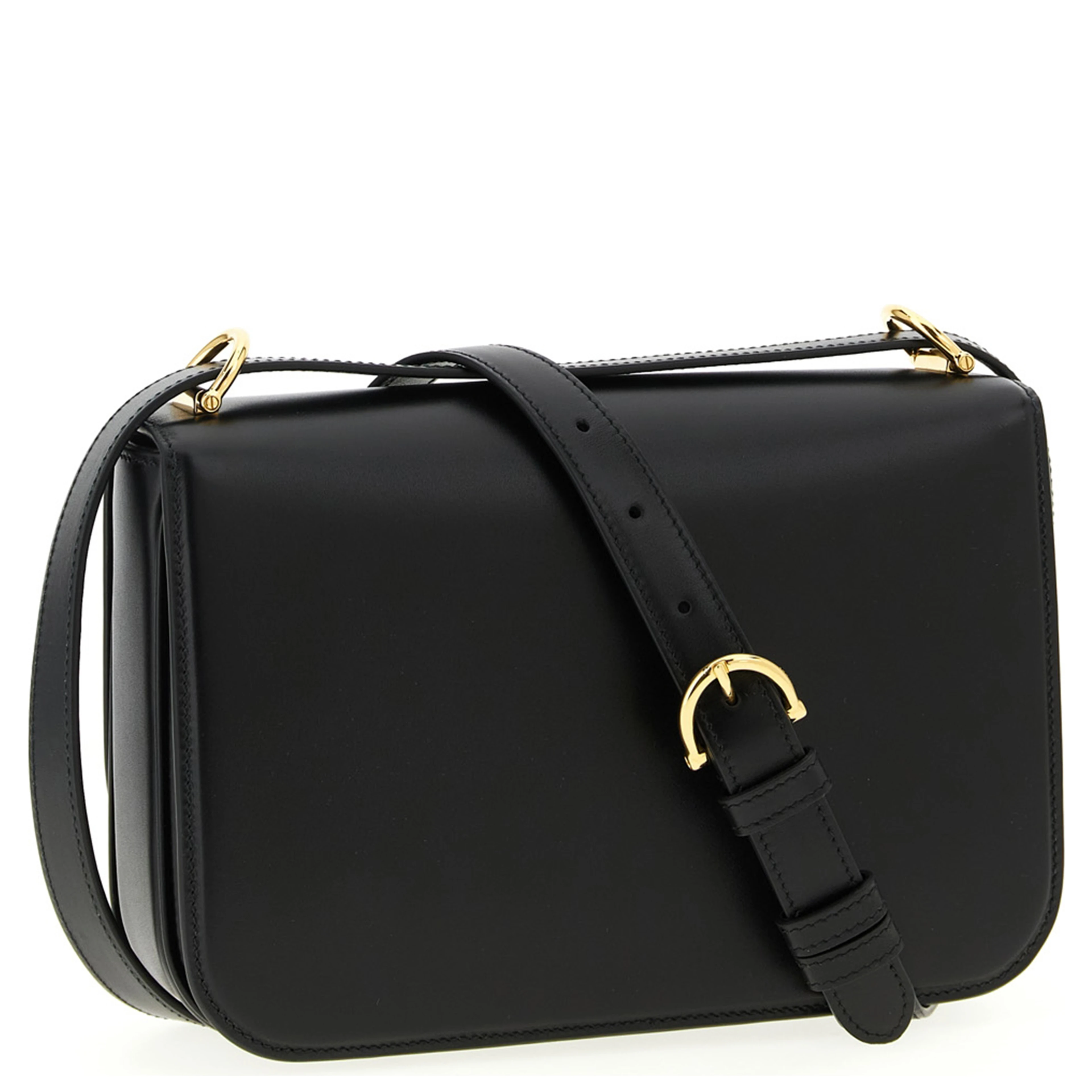 Black Calfskin Shoulder Bag