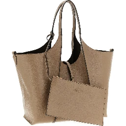 Beige Calfskin Tote Bag