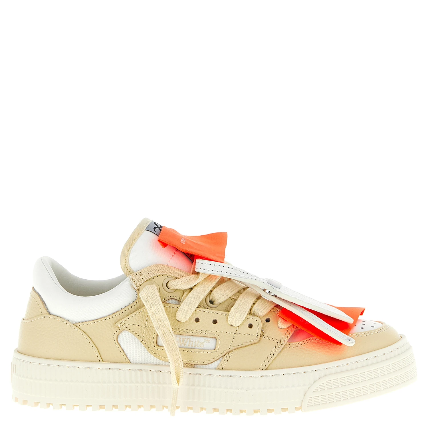 Beige Leather Low Top Sneakers