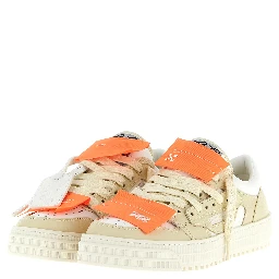 Beige Leather Low Top Sneakers