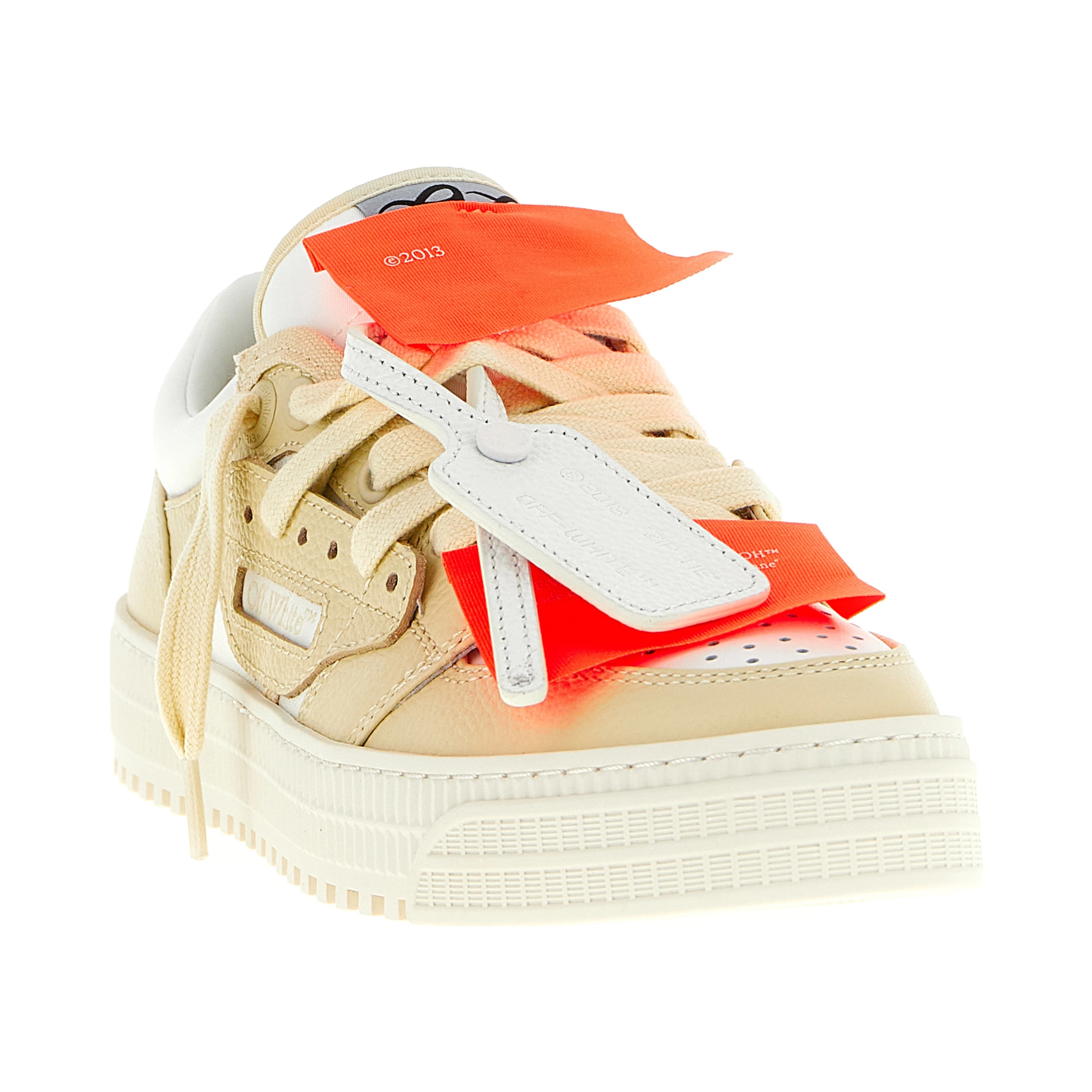 Beige Leather Low Top Sneakers