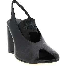 Black Lamb Leather Mid Heel Pumps
