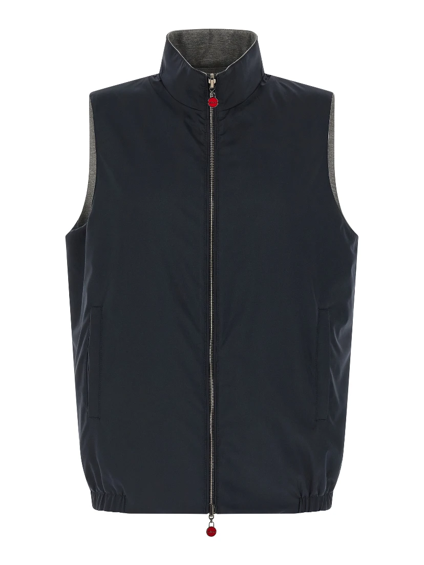 Blue Cotton Sleeveless Jacket