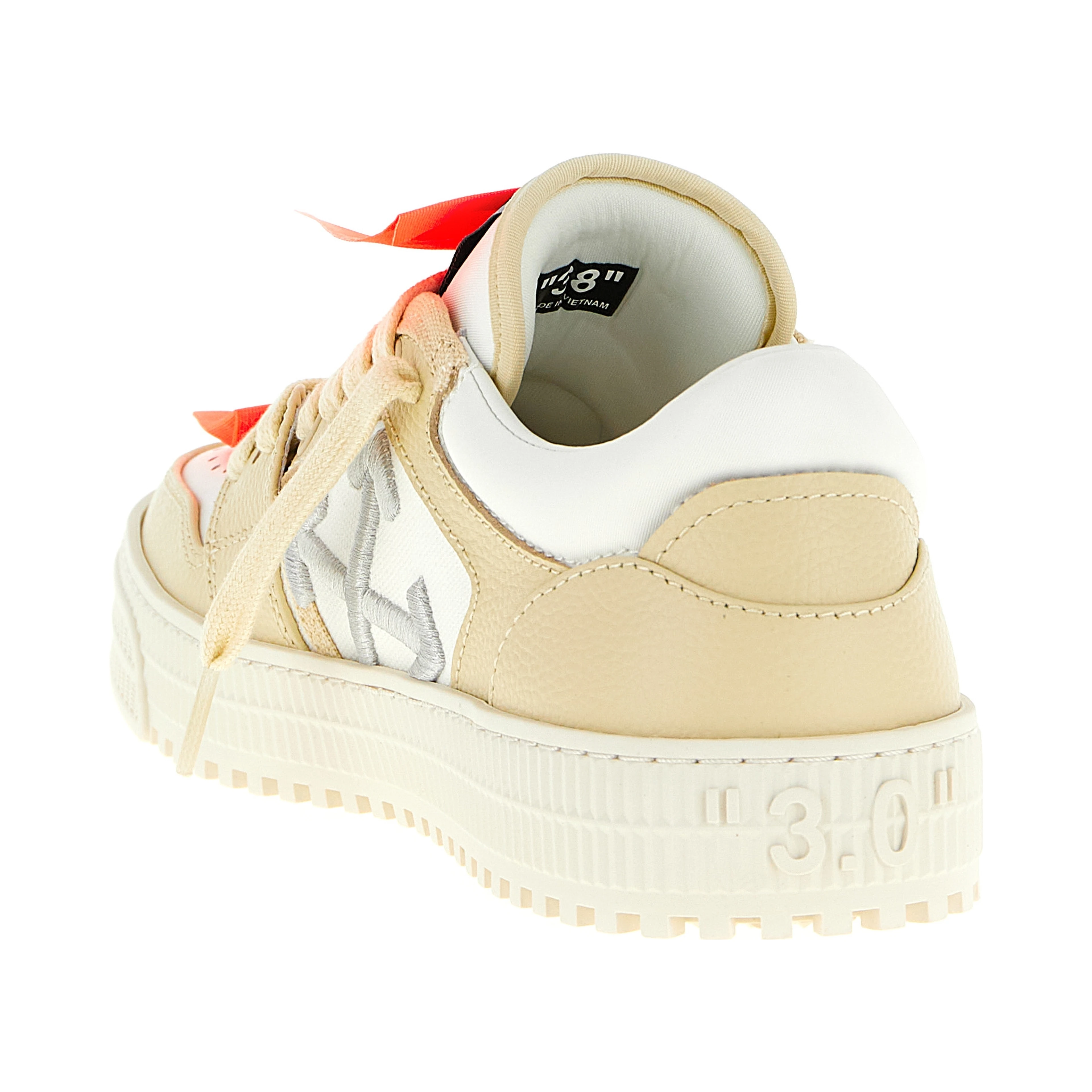 Beige Leather Low Top Sneakers