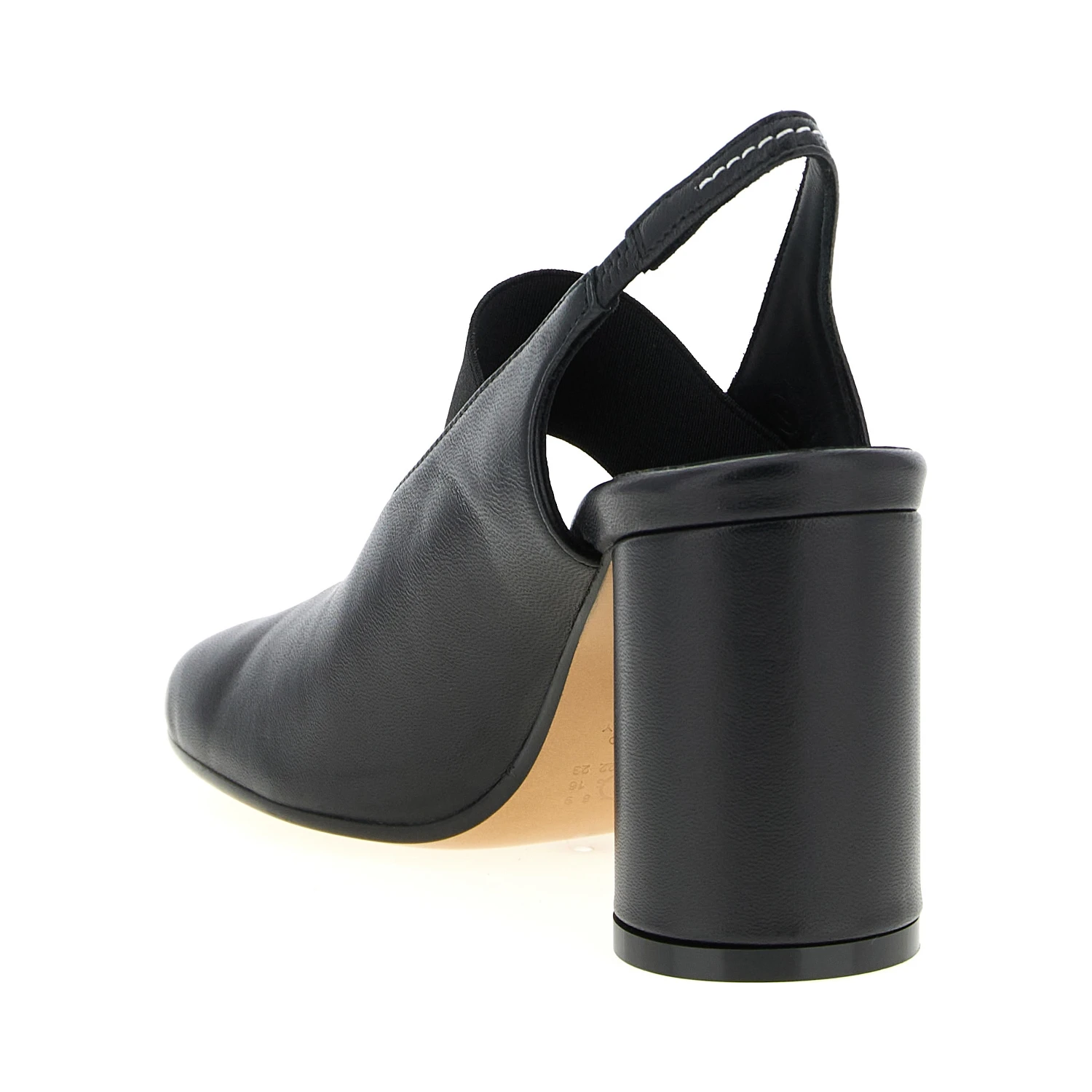Black Lamb Leather Mid Heel Pumps