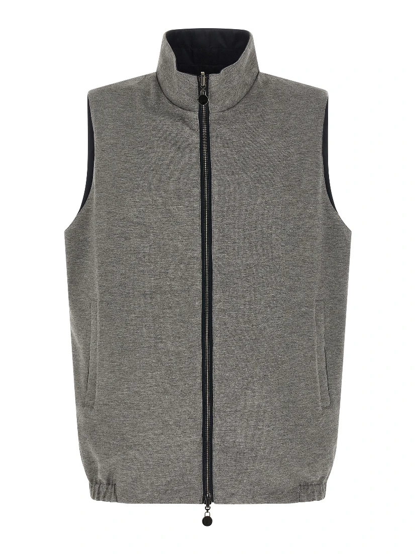 Blue Cotton Sleeveless Jacket