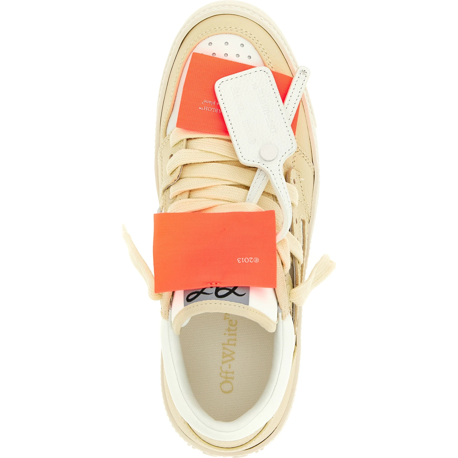Beige Leather Low Top Sneakers