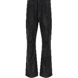 Black Cotton Flared Jeans
