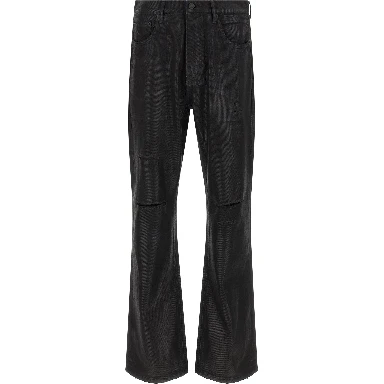 Black Cotton Flared Jeans