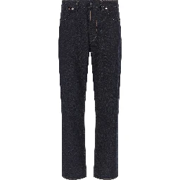 Blue Cotton Straight-Leg Jeans