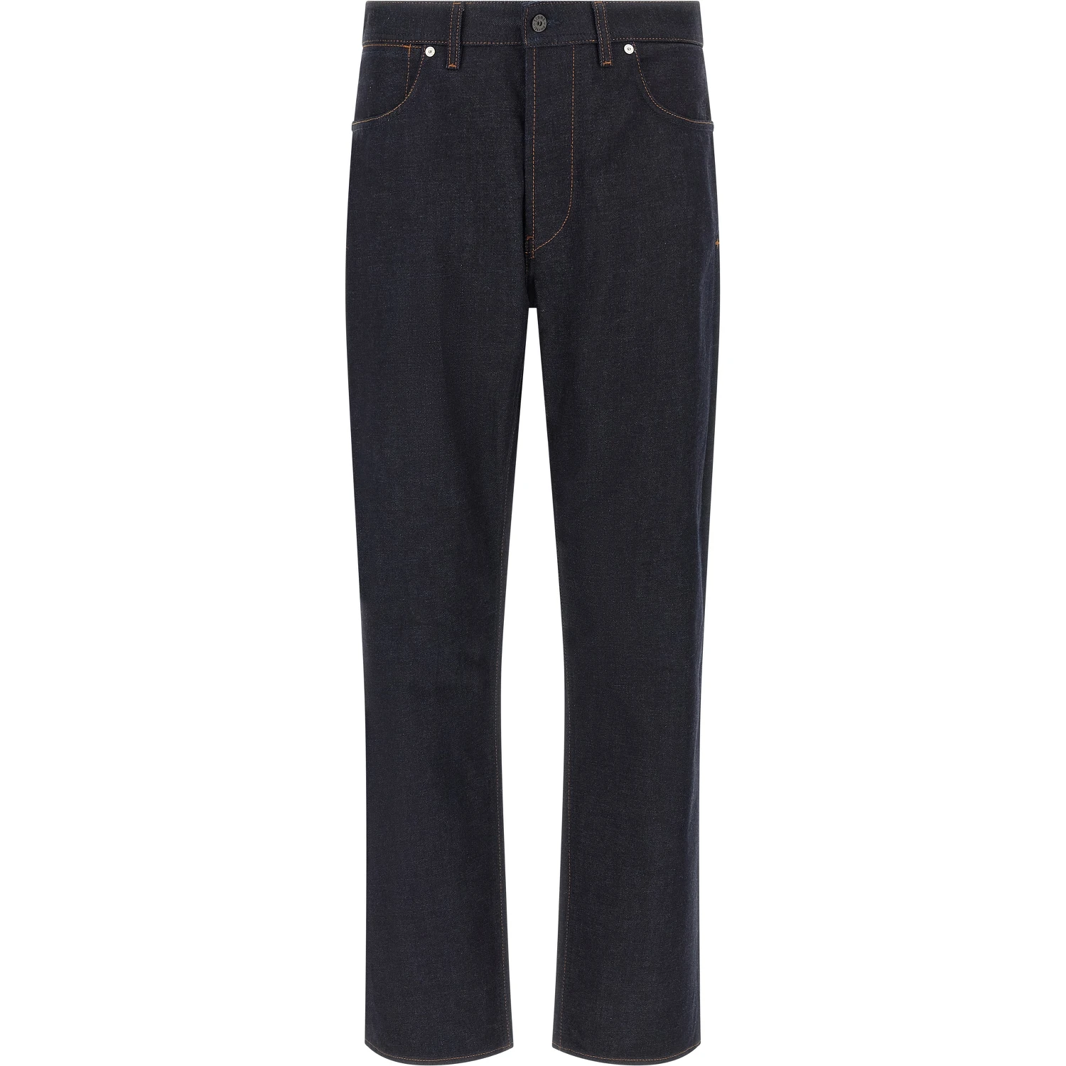 Blue Cotton Straight-Leg Jeans