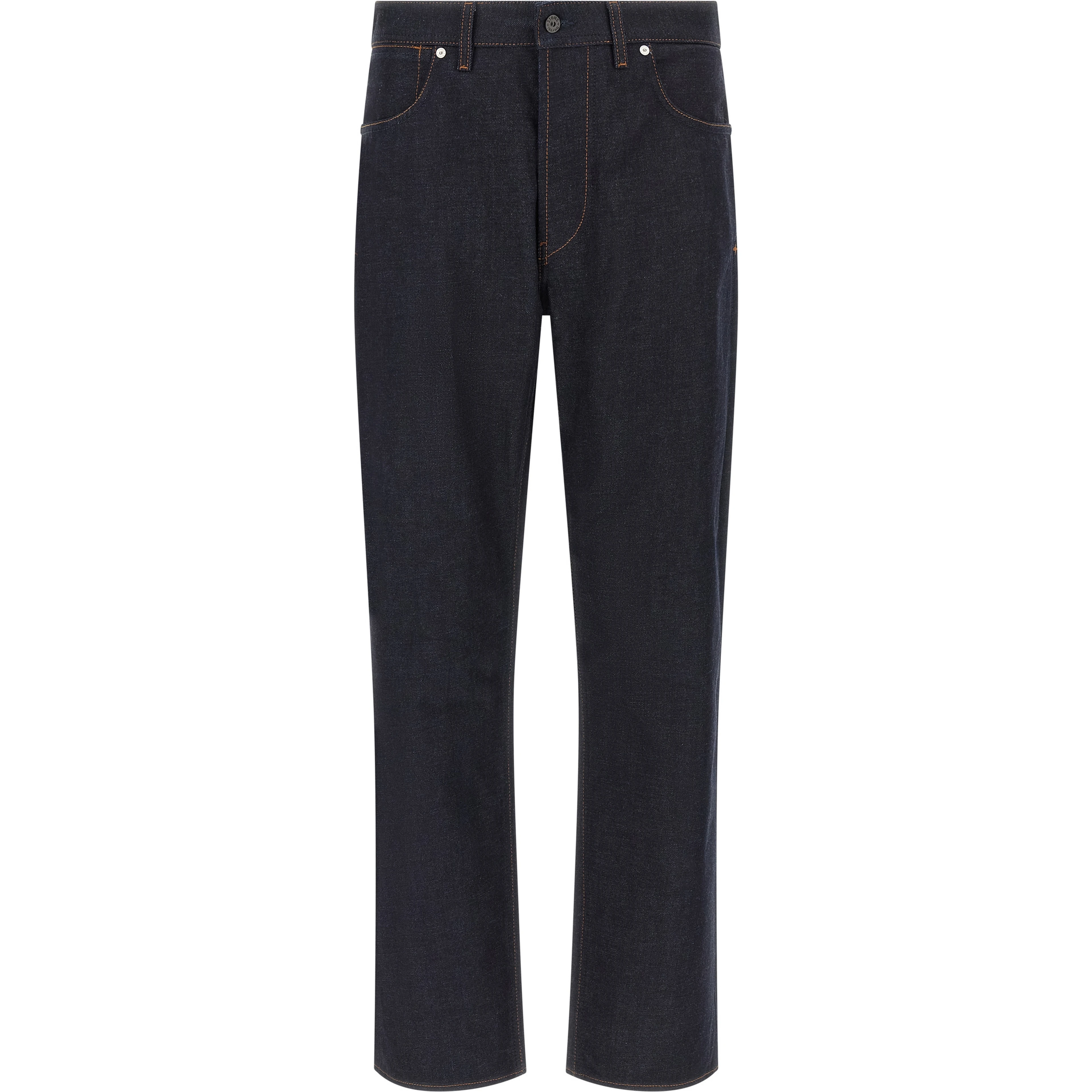 Blue Cotton Straight-Leg Jeans